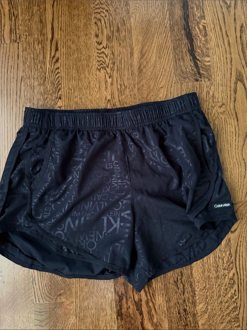 Calvin Klein Black Women's Athletic Shorts with Subtle Logo Print medium